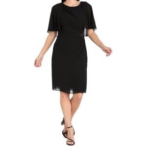 NWT R&M Richards R&M Women's Geo Noir Wrap Dress - Size 10 - Color Black‎